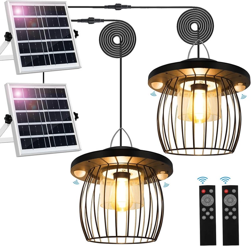 AEQ Solar Shed Light Indoor Outdoor, Solar Gazebo Lights Work in Daytime with Dual Motion Sensor/5 Modes/Remote Control, Waterproof Garage Lights with for Porch Shed Garage Barn - Image 1
